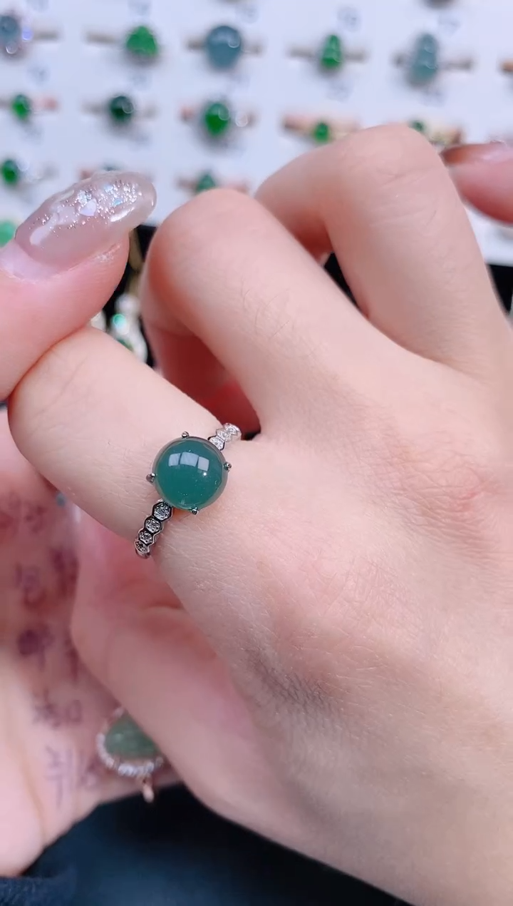 银S925镶嵌戒指翡翠天然翡翠
