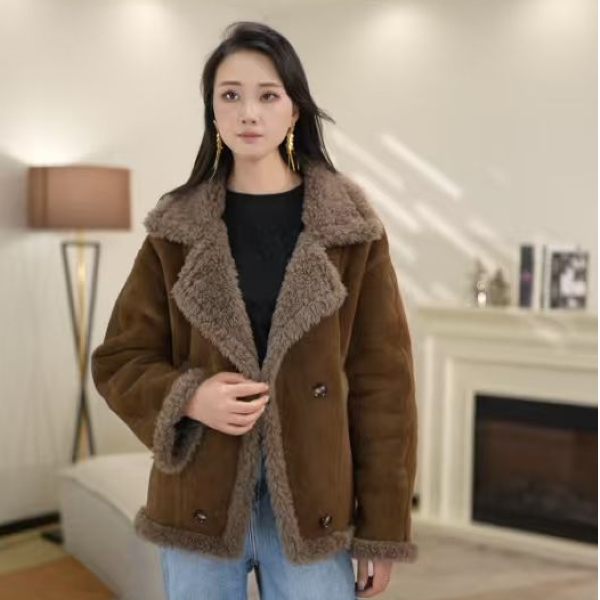 厚款冬季女羊毛外套休闲短款女士时尚85050
