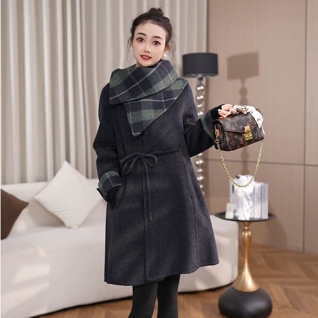 FKY25M010 双面羊毛大衣外套女中长款绵羊毛2025秋季新款气质