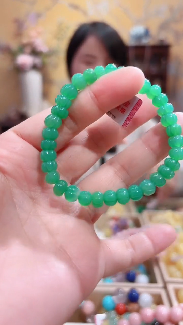 未镶嵌手链石英质玉澳玉南瓜珠设计款7.5