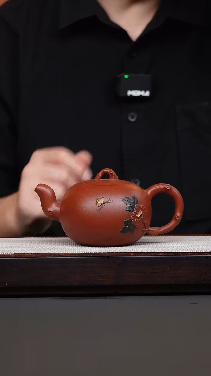 茶壶紫砂朱泥蝴蝶一粒珠