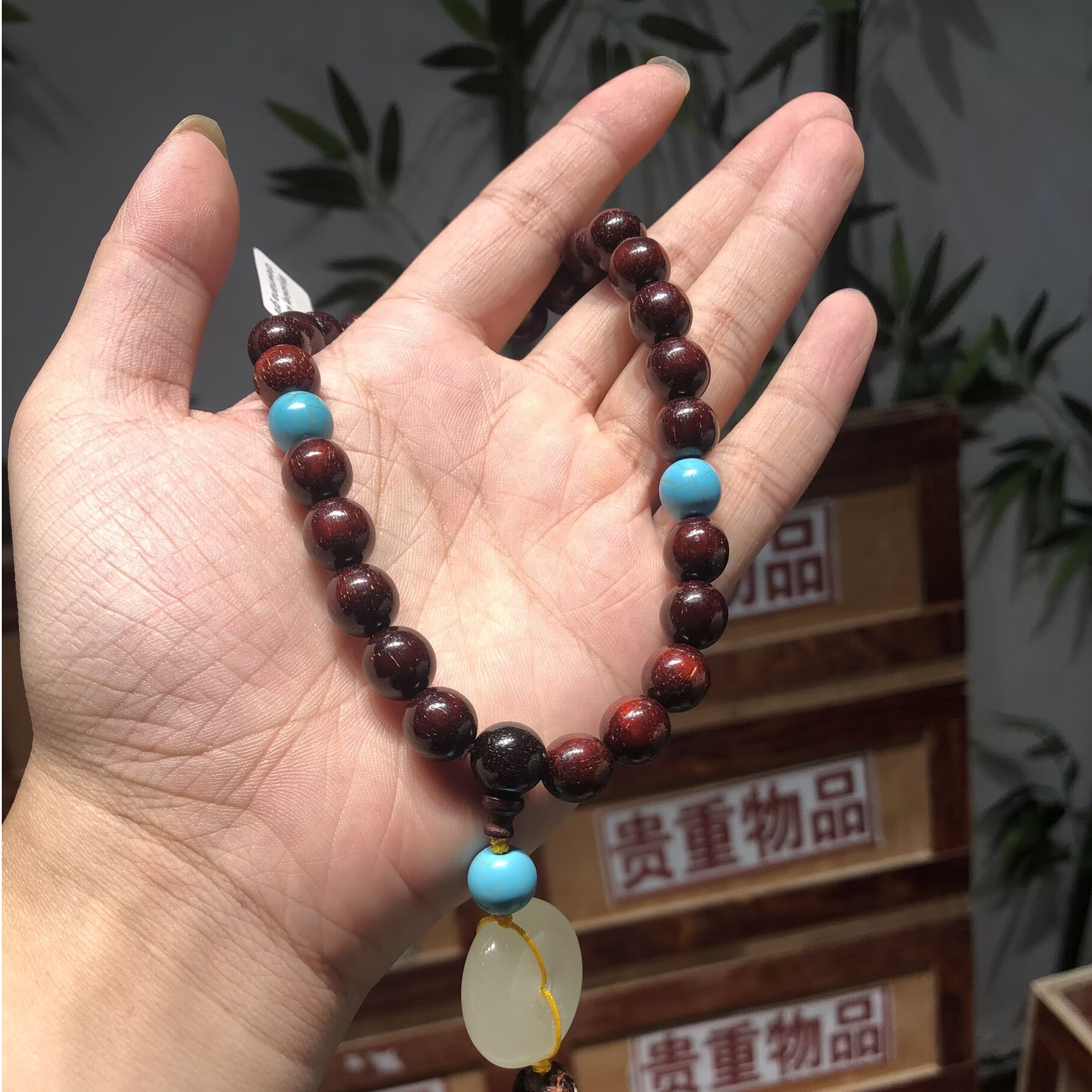 木质串单圈吊坠毛衣链S1513