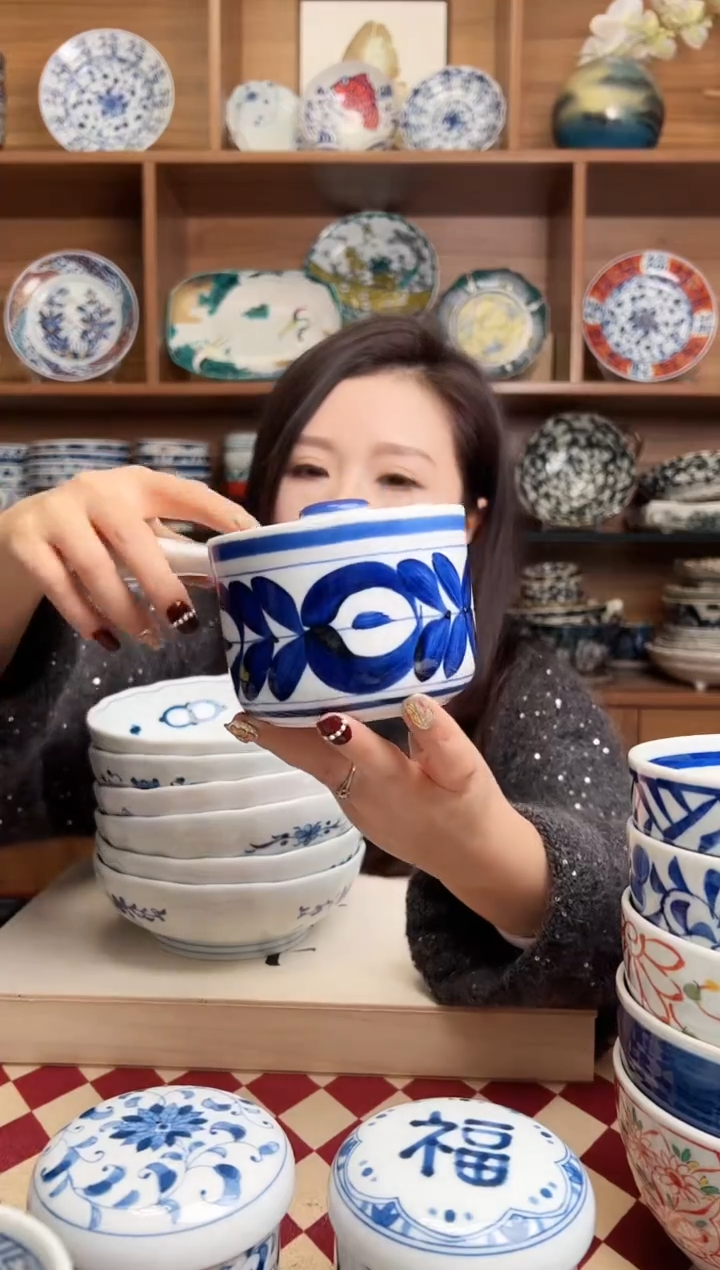 【闪购商品】瓷片手绘蓝海草 横手壶