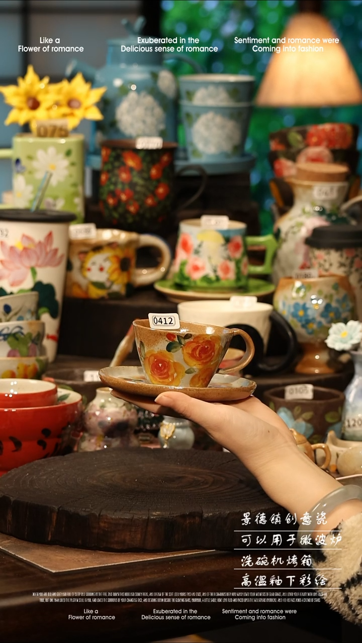 陶瓷景德镇高温釉下彩手工手绘款式@A0412@