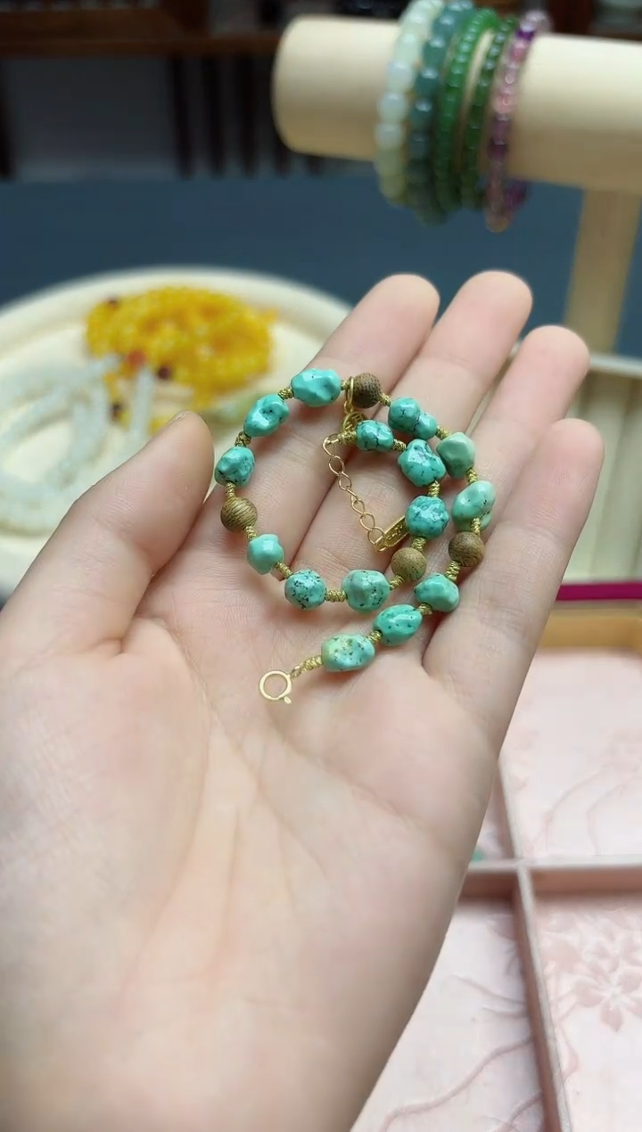 【闪购商品】绿松石手链银S925镶嵌松石随型手链*1 XSQ多样发一