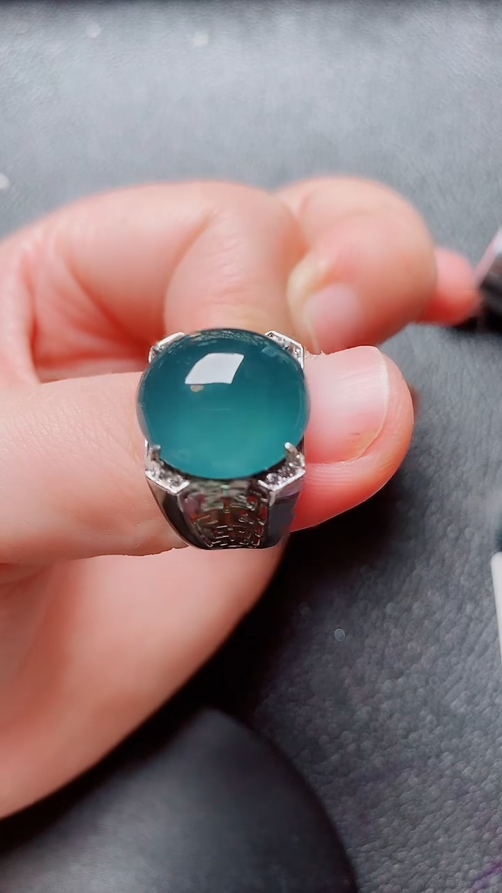 翡翠戒指银S925镶嵌翡翠