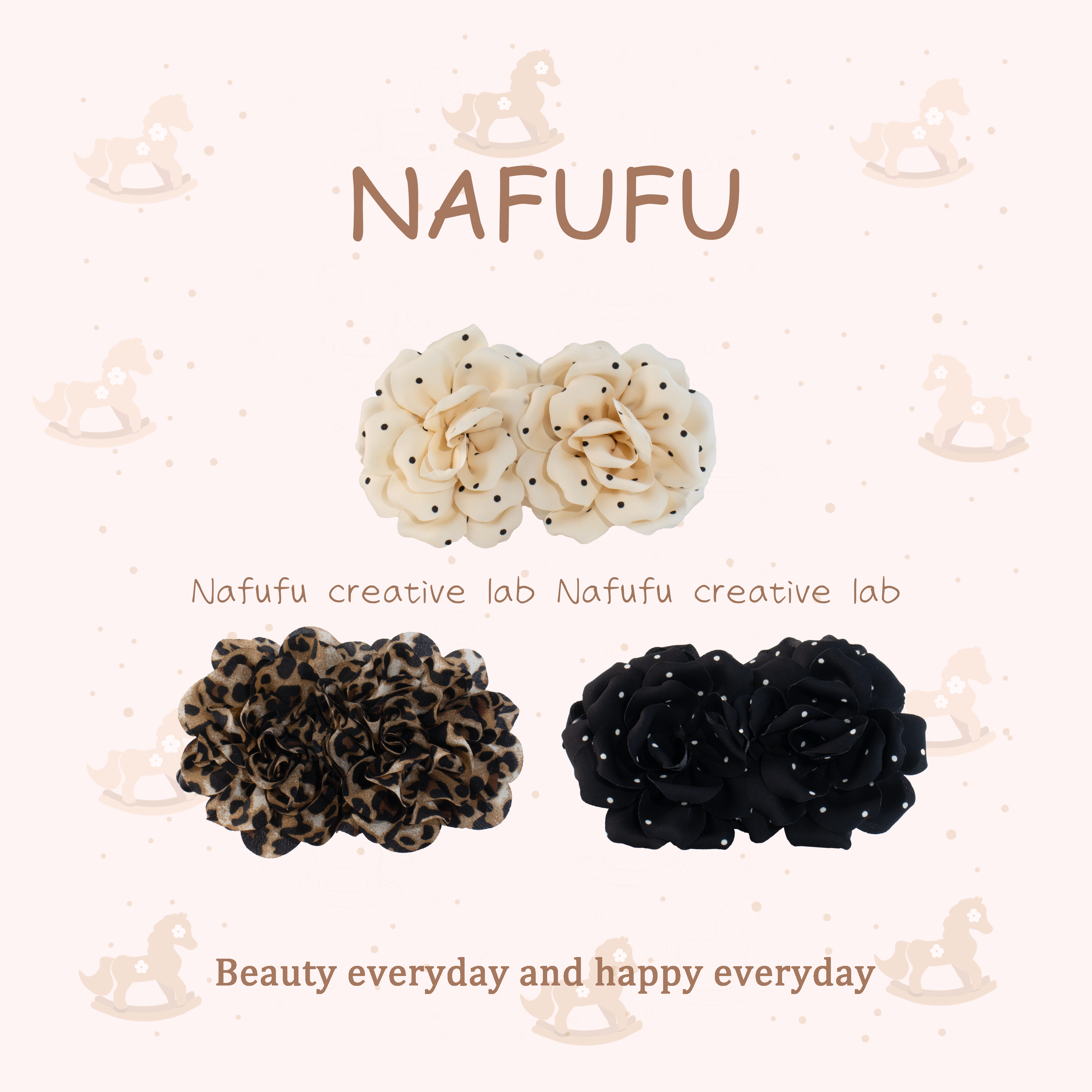 NAFUFU【蝶栖】MIU系波点高级感原创时尚复古双花香蕉夹