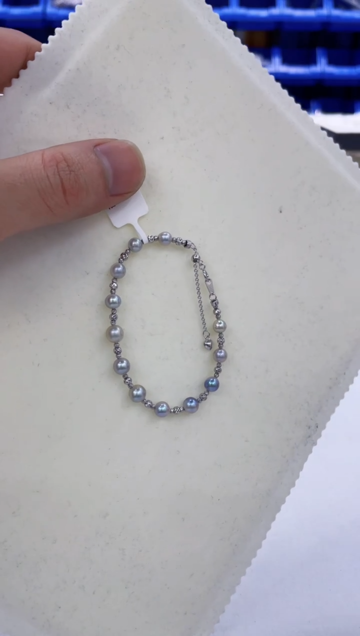 银S925镶嵌手链海水珍珠  