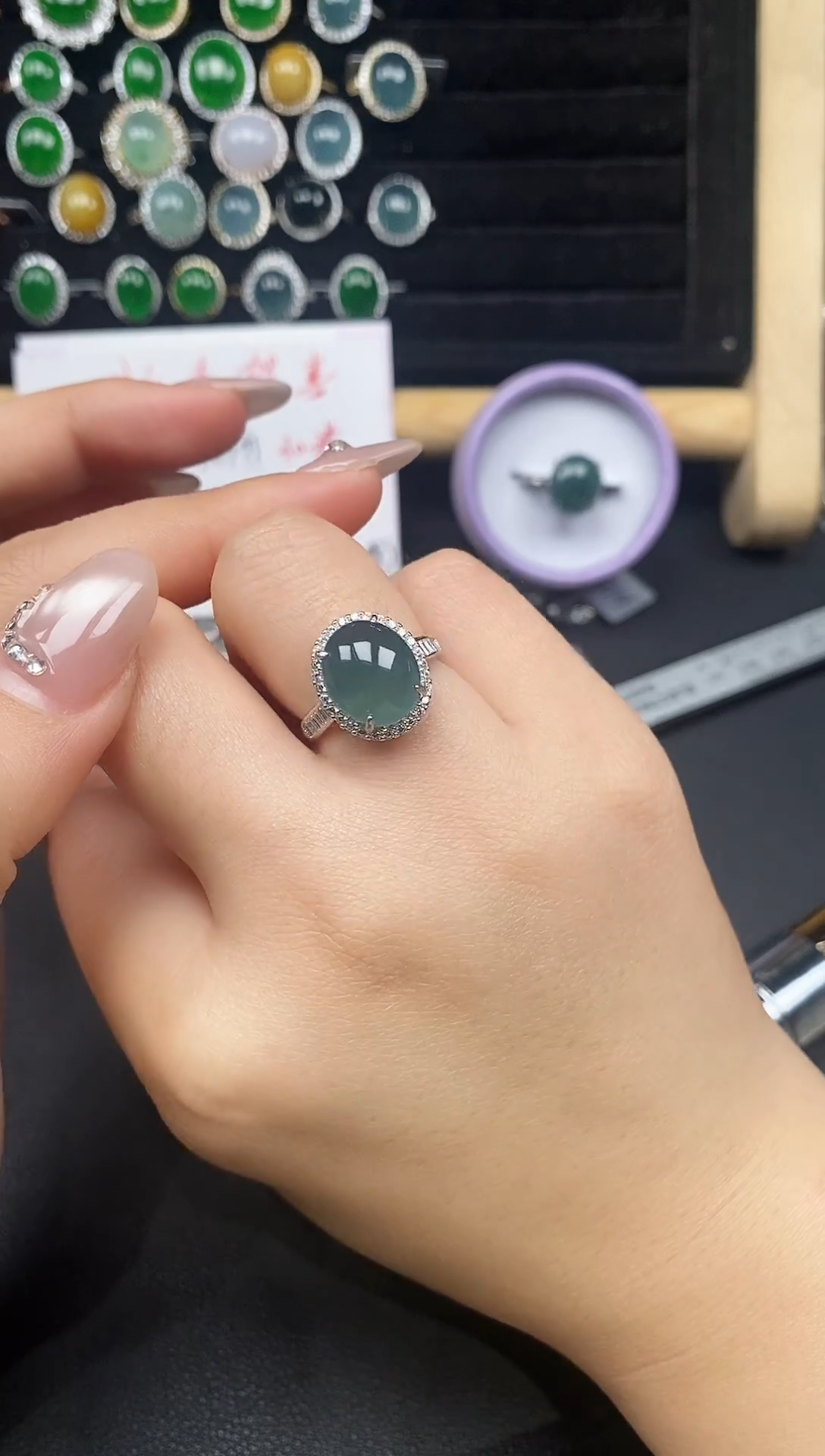 银S925镶嵌戒指翡翠28535