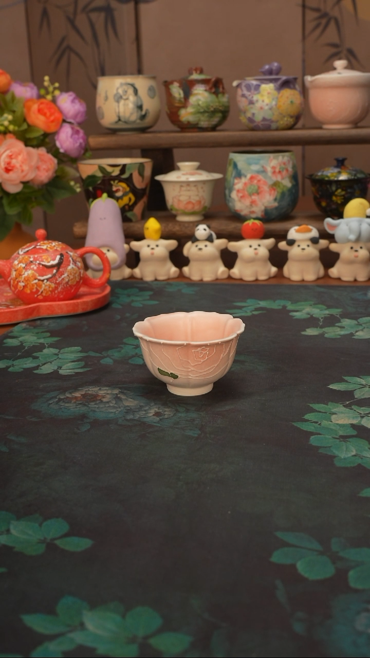 1****7壹心  仙女粉玫瑰花口品茗杯