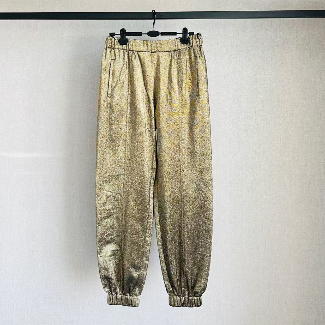 95新 YSL/圣罗兰 沙金休闲收脚九分裤/f38/编号0652