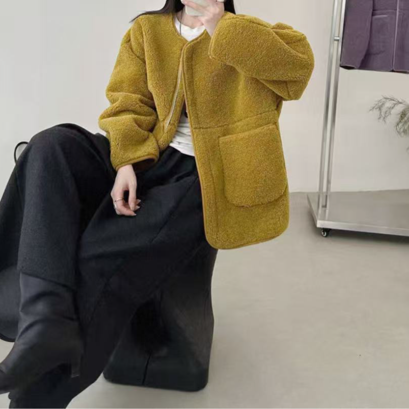 加绒款Y1302秋叶黄慵懒风外套907