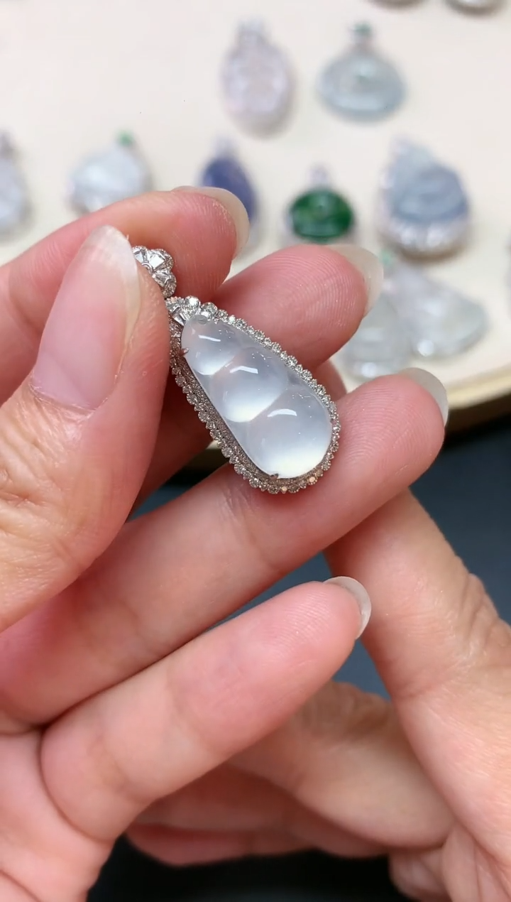 翡翠18K金镶嵌吊坠(不含链)A330|9800