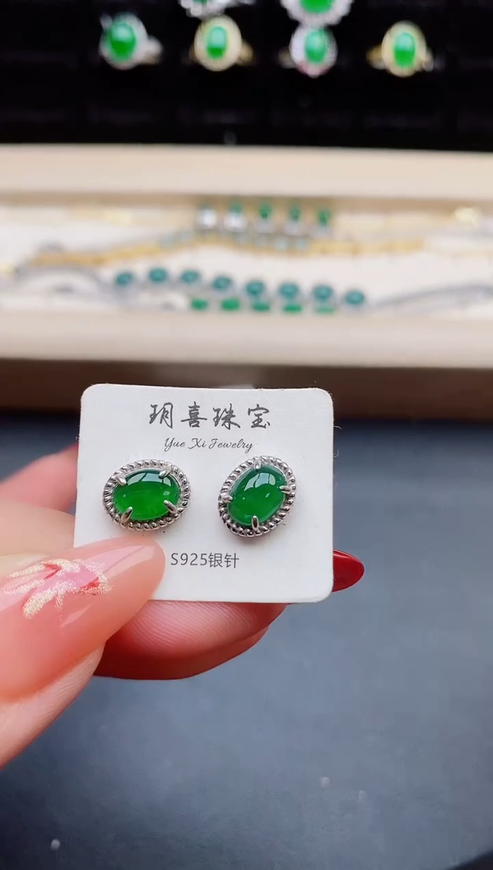 【闪购商品】翡翠耳饰银S925镶嵌321321