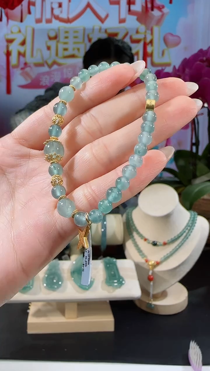 【闪购商品】翡翠手串银S925镶嵌手串多样性发一