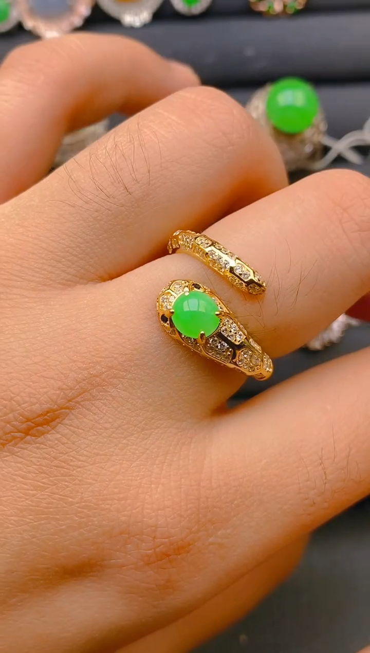 【闪购商品】翡翠戒指银S925镶嵌天然A货翡翠1