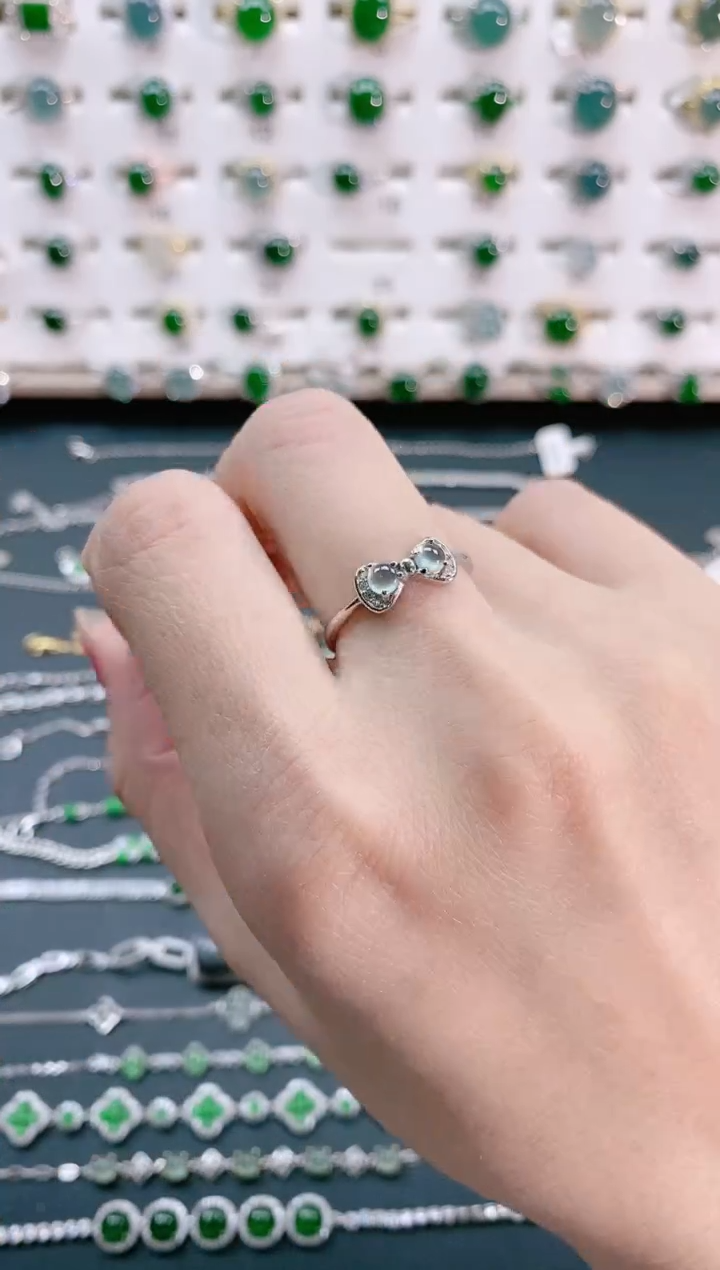 【闪购商品】翡翠戒指银S925镶嵌天然翡翠