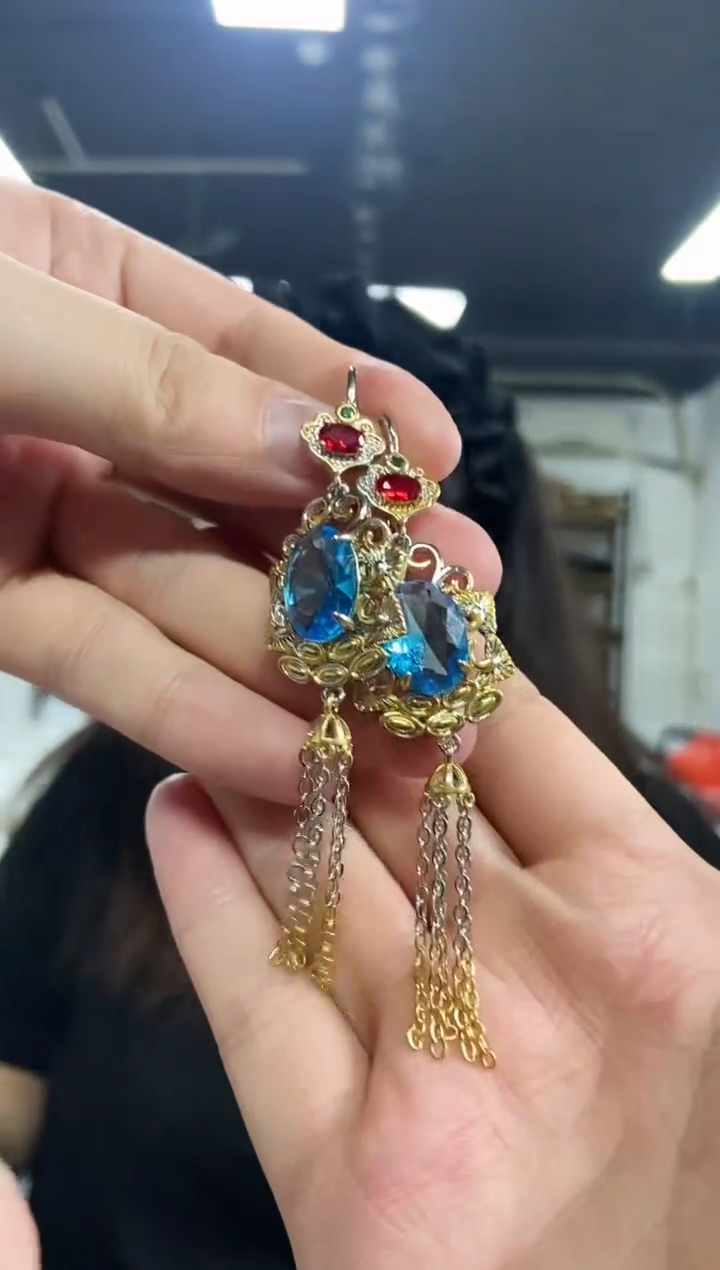 【闪购商品】托帕石耳饰未镶嵌多样性发其一颜色微差