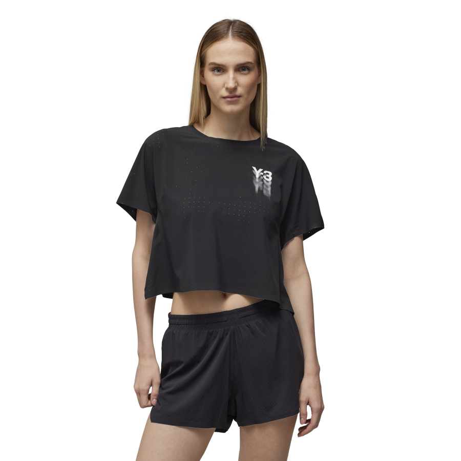 Y-3/Y-3（50-IR7096）黑色女士轻薄短款休闲运动T恤