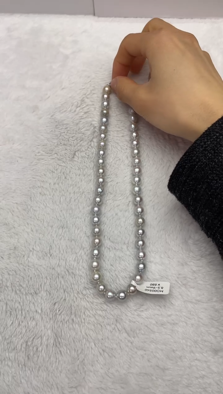 【闪购商品】海水珍珠项链银S925镶嵌AK真多麻8.5-9mm（多样性发一）