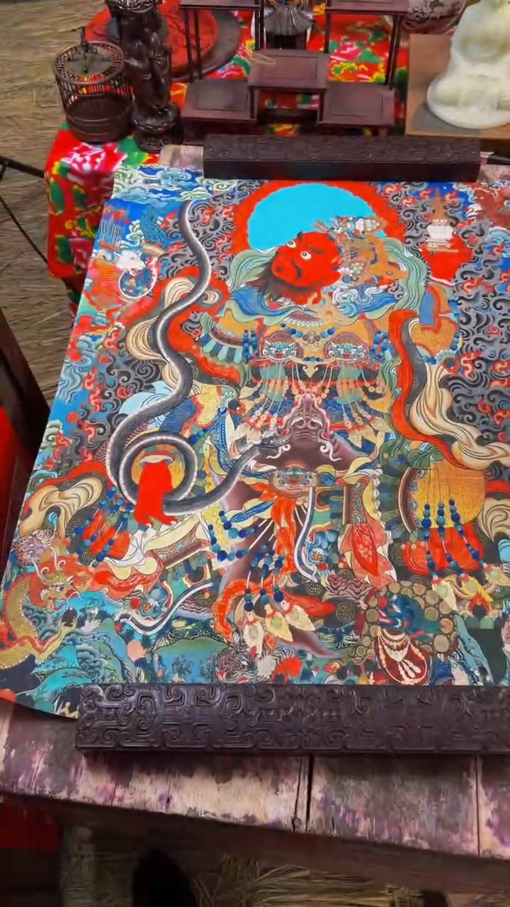 装裱画  精品绘画手工唐卡链接-----广目天王