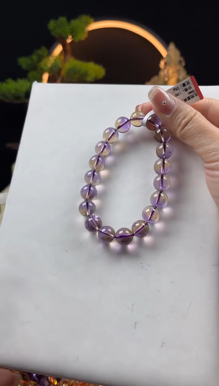 【闪购商品】水晶手链未镶嵌天然紫黄晶圆珠手串10mm