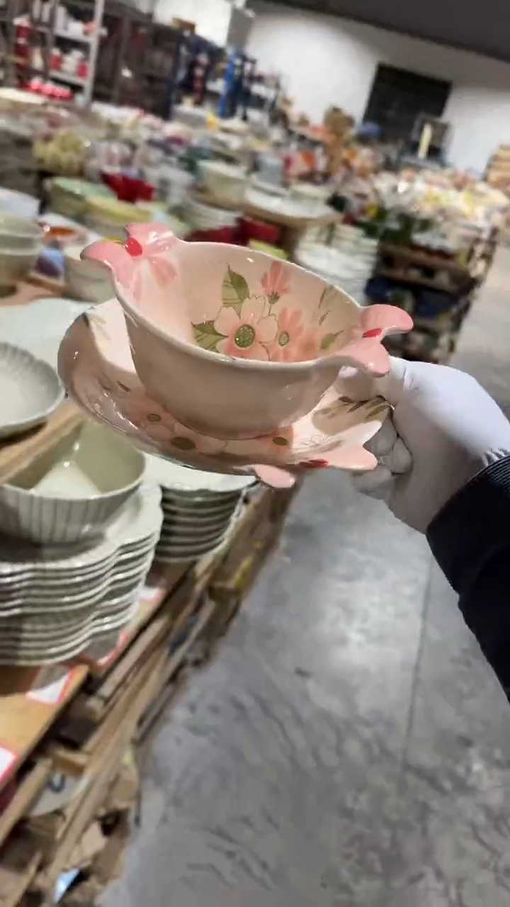 陶瓷粉色2件套微瑕 凑满20元包邮