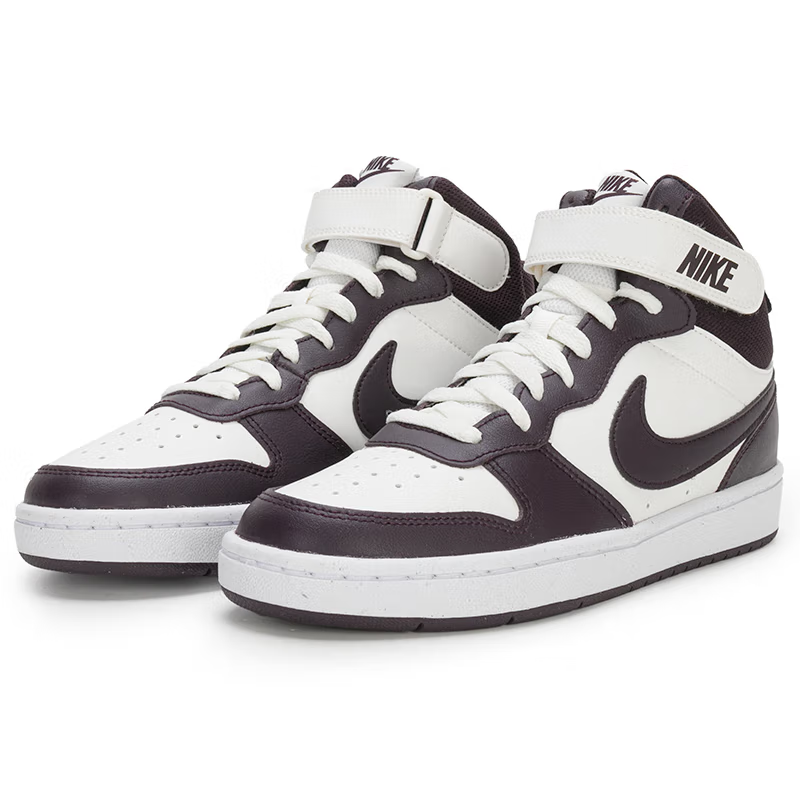 Nike Court Borough Mid合成革舒适休闲中帮儿童板鞋勃艮第酒红