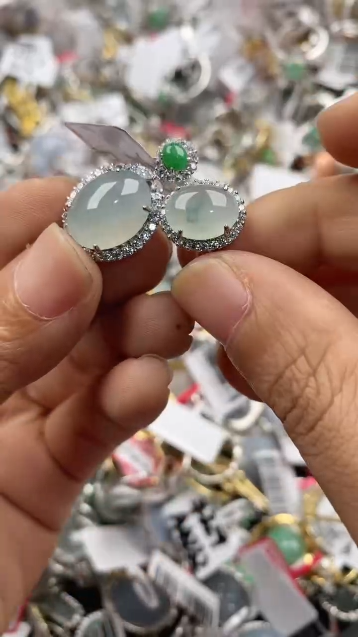 银S925镶嵌戒指翡翠444            7