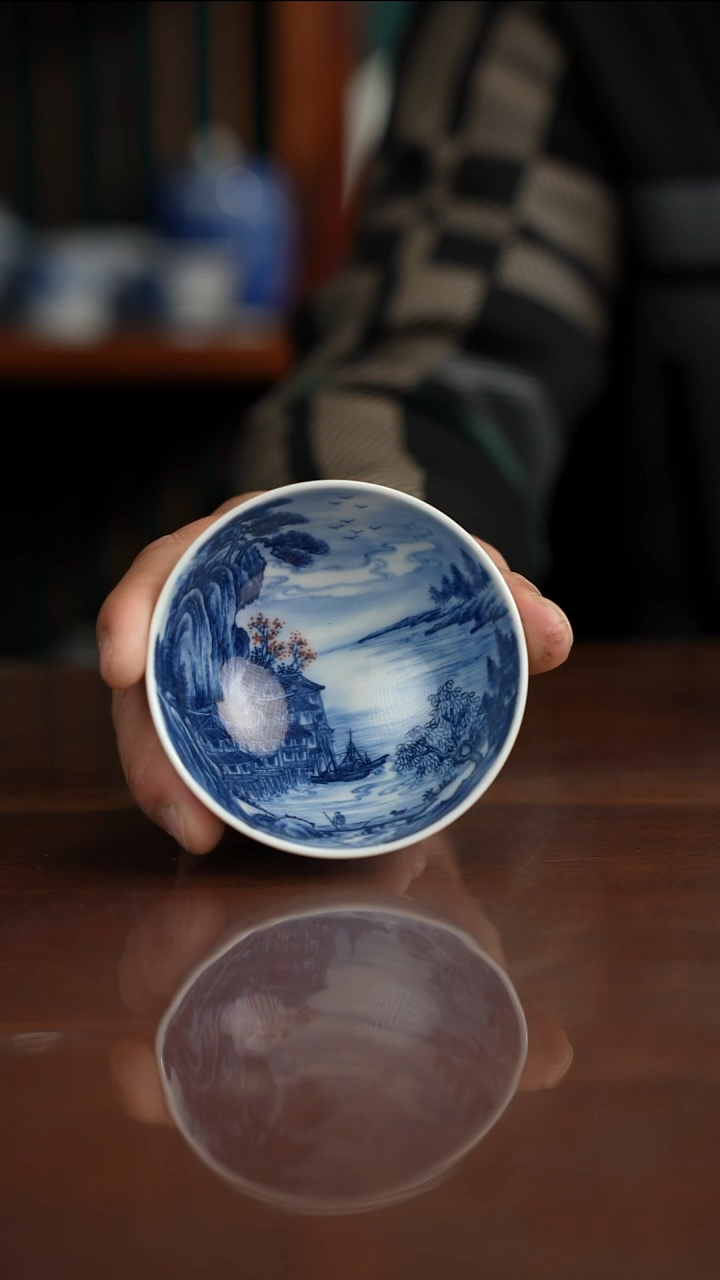 景琳藏青花探幽图