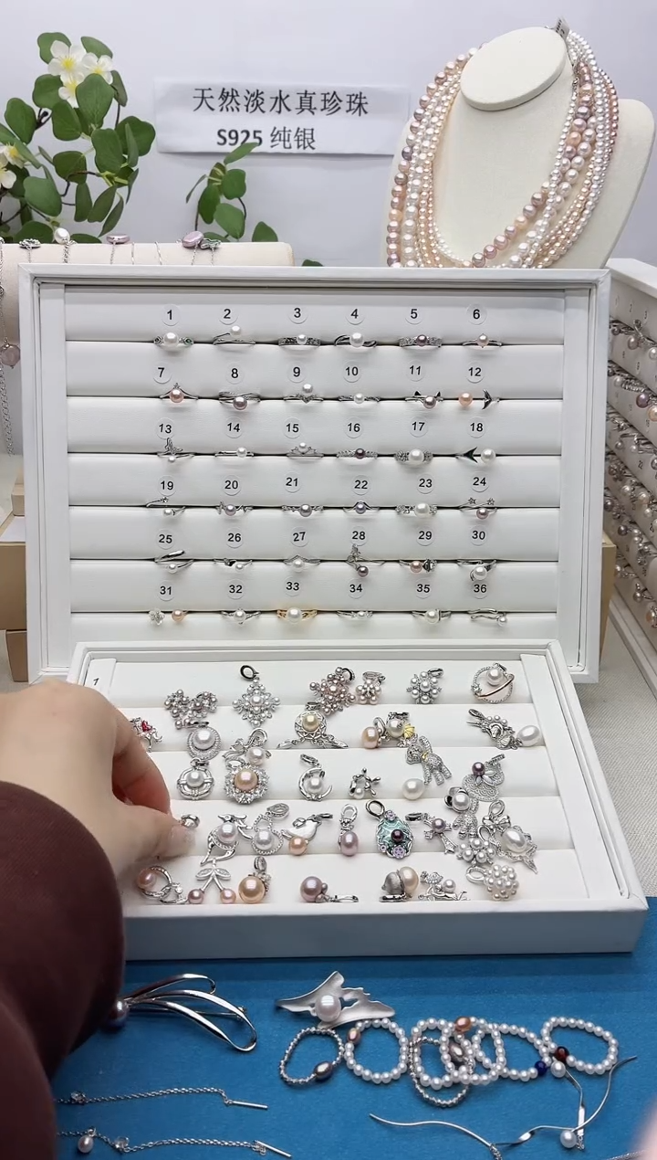 银S925镶嵌戒指淡水珍珠虞*1