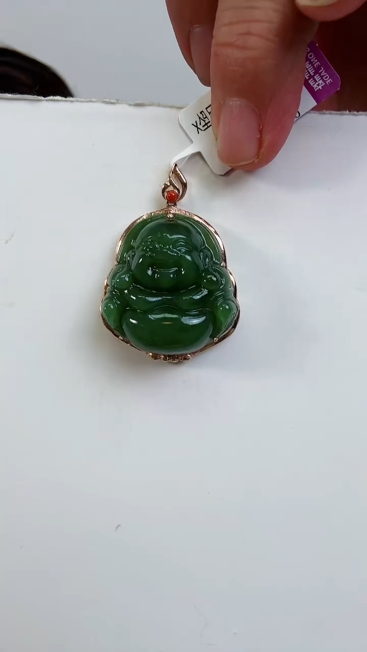 【闪购商品】和田玉吊坠18K金镶嵌吊坠微瑕