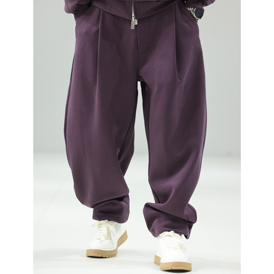 Vicwm冬款新品 阔腿卫裤纯色时尚加厚休闲裤休闲运动宽松长裤