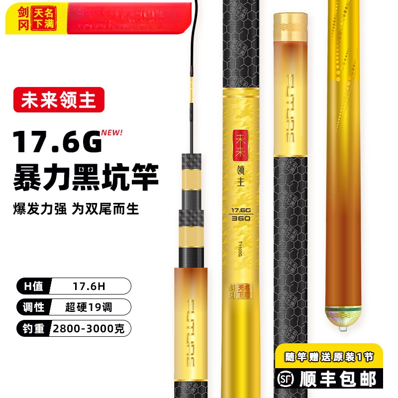 剑冈名满天下未来领主17.6G超硬19调黑坑竿飞抄飞磕碳素台钓鱼竿