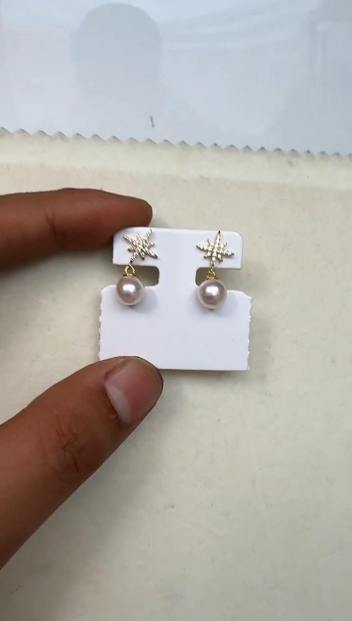 银S925镶嵌耳饰海水珍珠耳钉