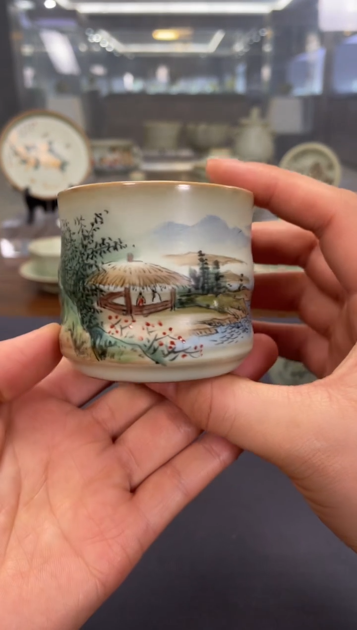 【闪购商品】周泽堂余秀华彩绘竹影杯（竹林茅屋）