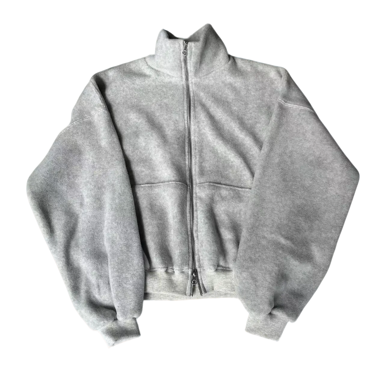 韩国双面绒拉链长袖短外套时尚灰色