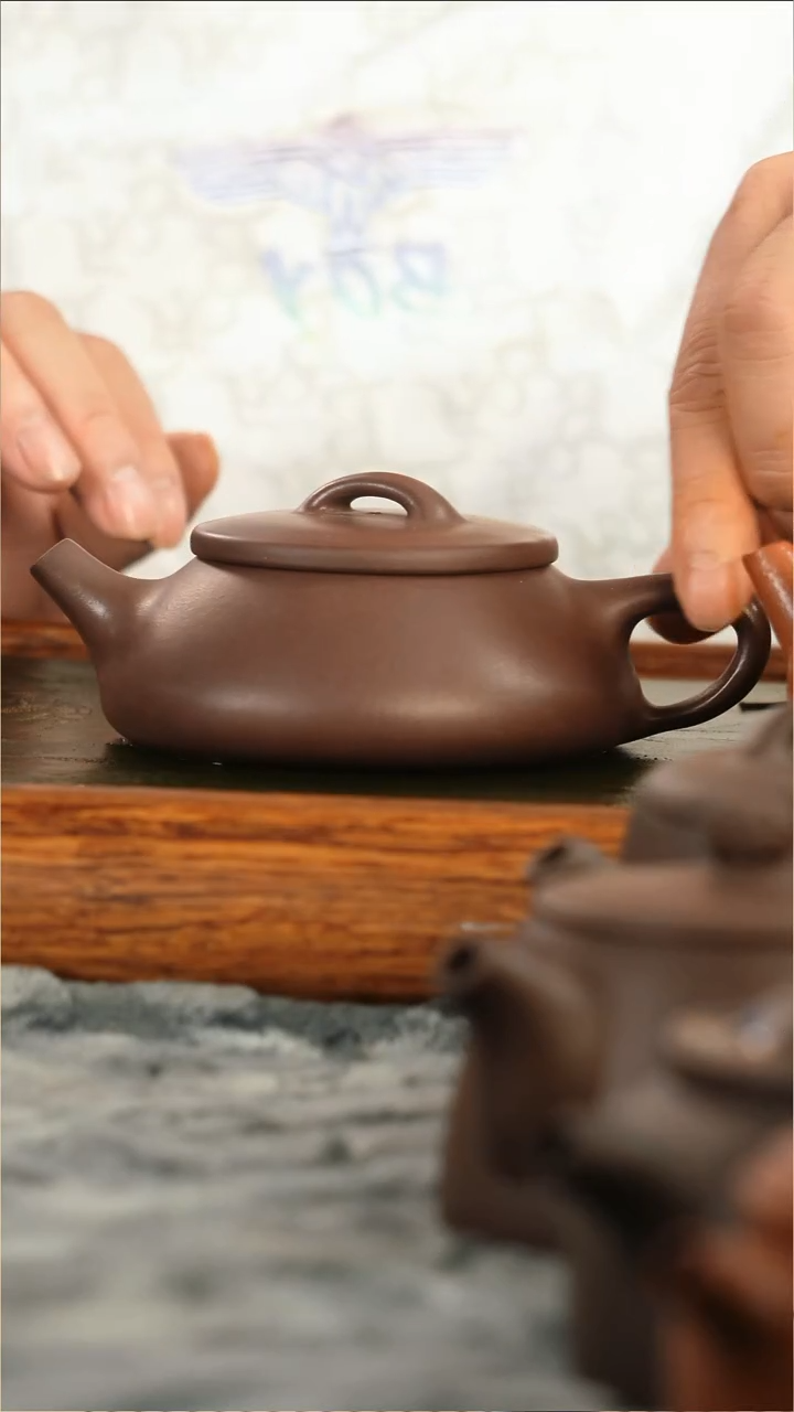 茶壶紫砂低槽青光塑竹节瓢