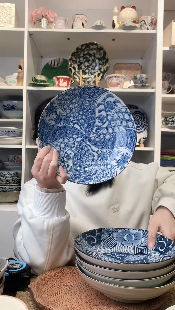 陶瓷bloom染付绘变盘21cm