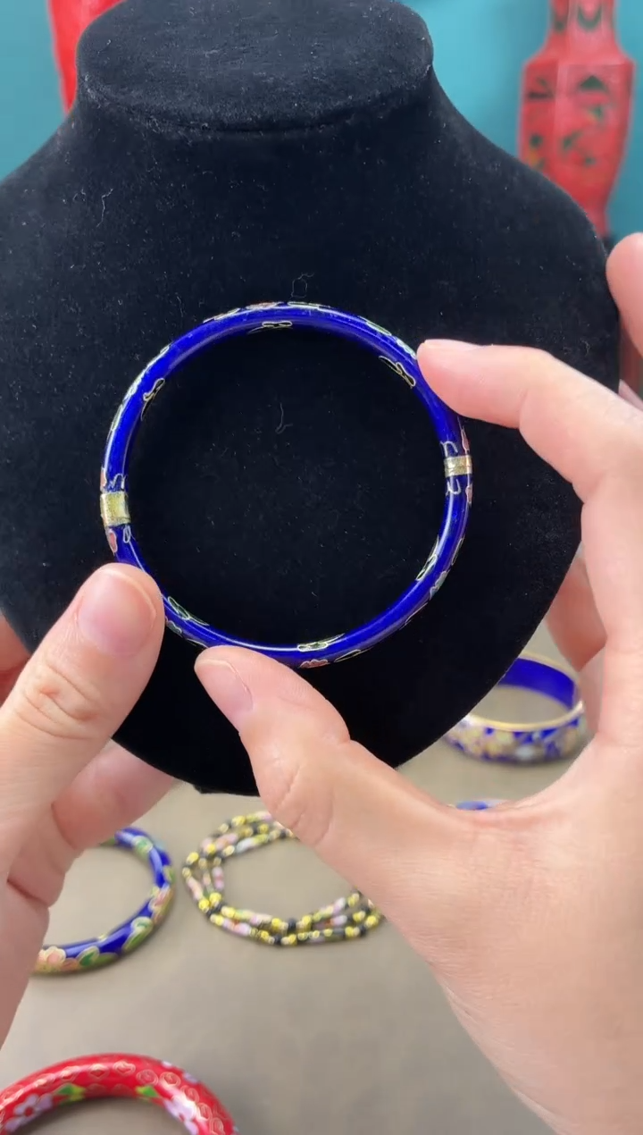 景泰蓝开口镯 52-58可戴 宝蓝