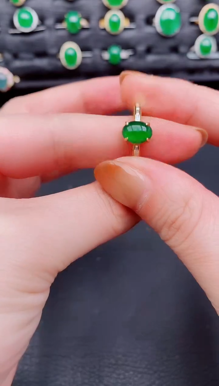 【闪购商品】翡翠戒指银S925镶嵌天然a货翡翠87