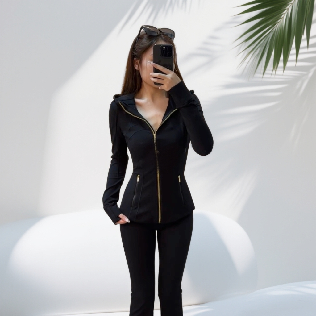 立领修身瑜伽服长款薄款一毛毛一样样