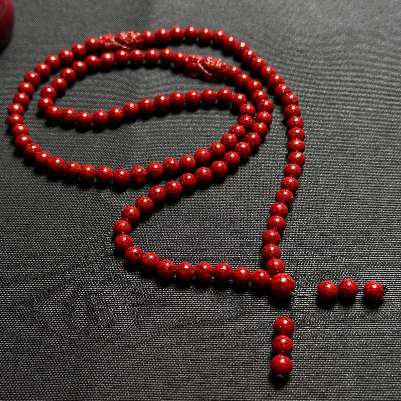 含辰砂工艺品卡6晶体双貔貅108项链G4-03