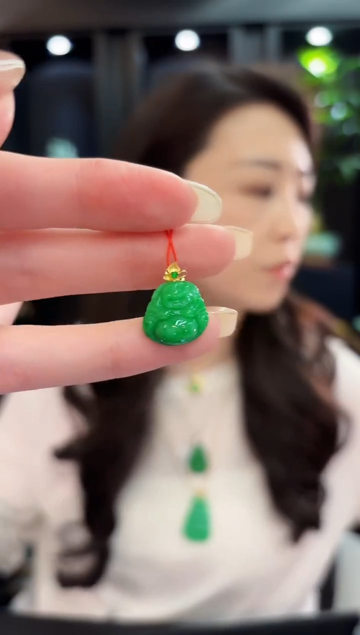 颈饰18K金镶嵌翡翠 缅料A货/支持复检/一件