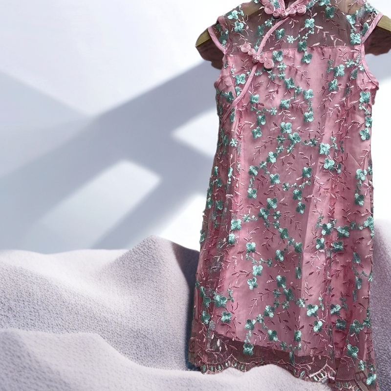 儿童无袖旗袍女童旗袍下连衣裙小女孩旗袍中国风复古公主漂亮童装