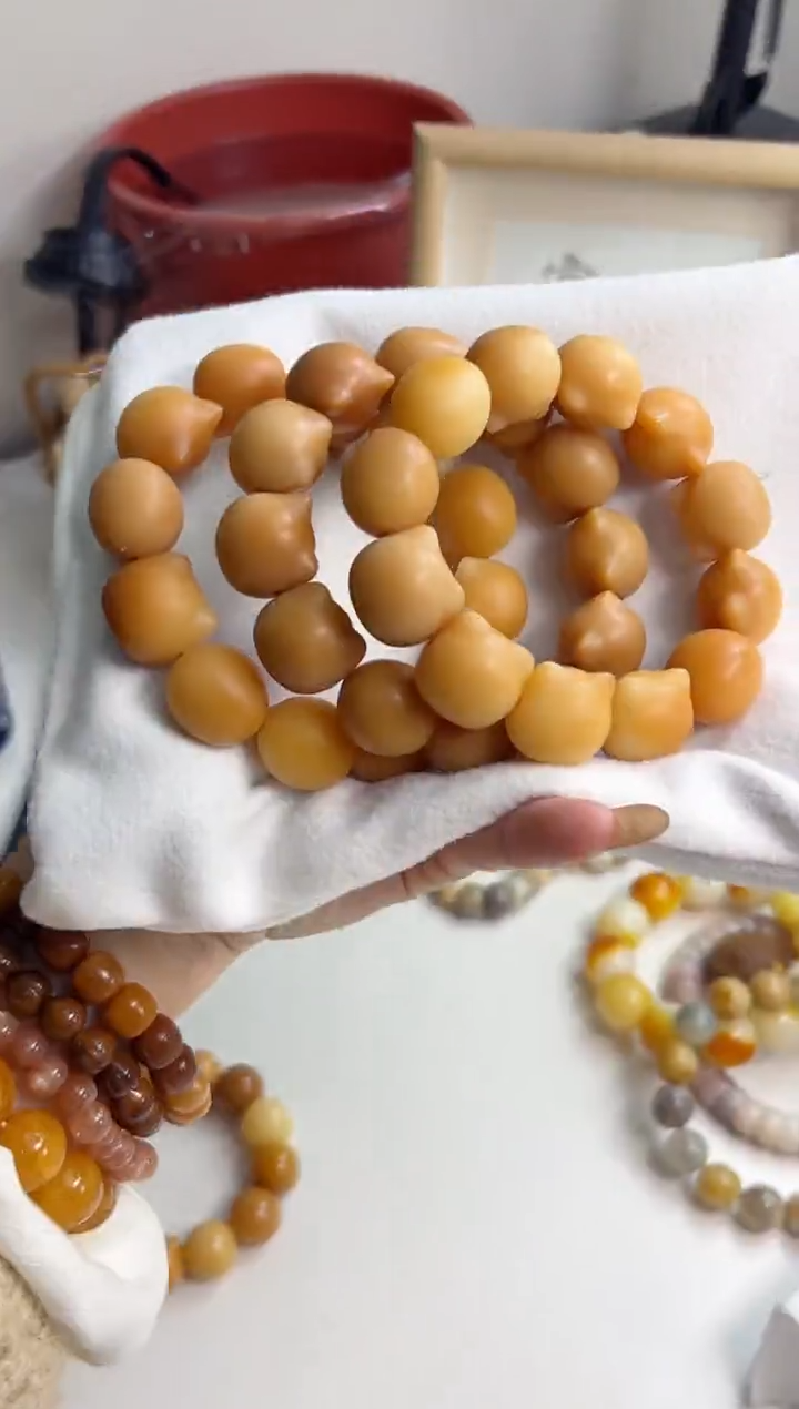 手串菩提根/象牙果沐j48干磨横孔猫猫头18*20mm手串