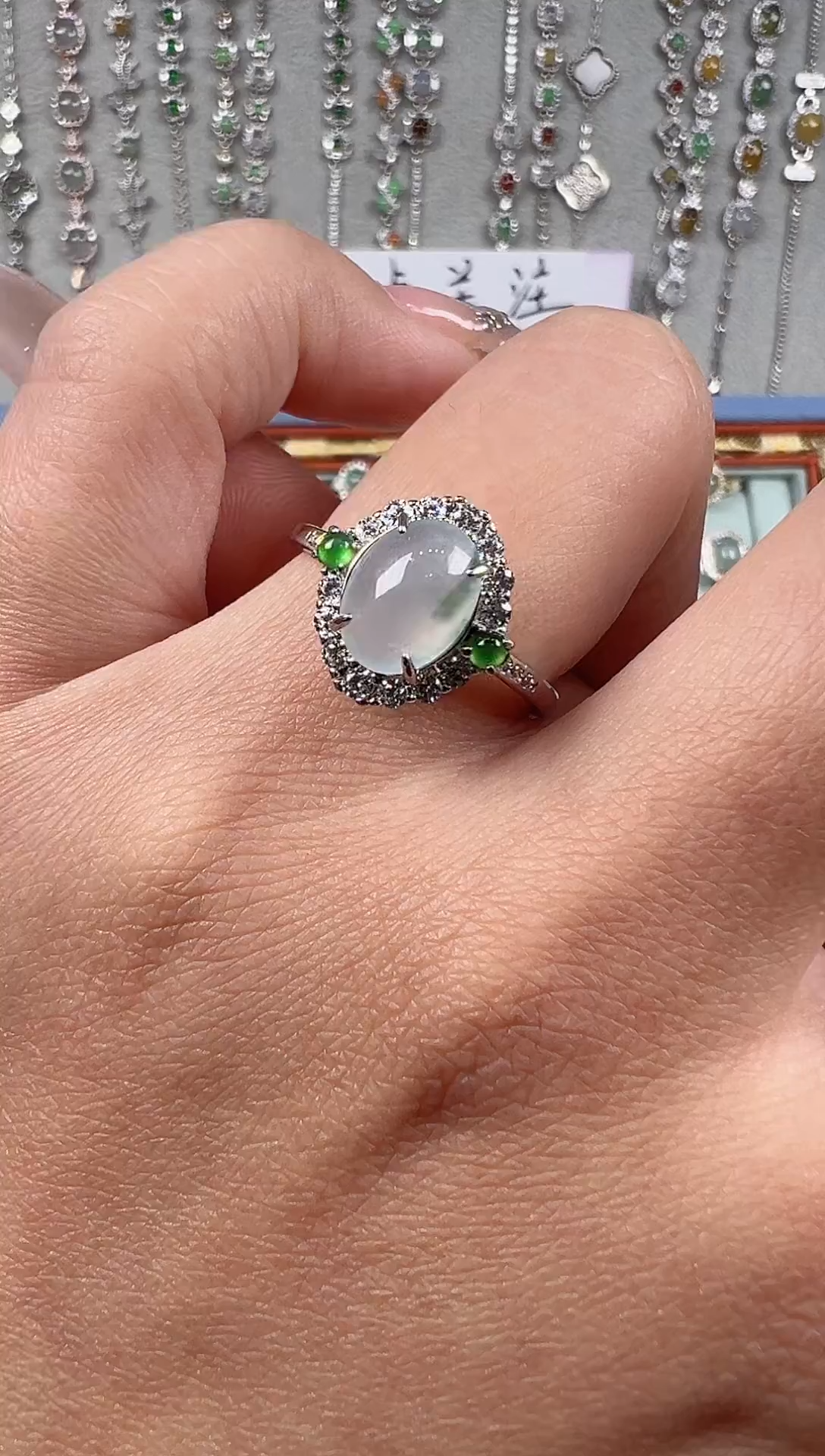 【闪购商品】翡翠戒指银S925镶嵌天然缅料保a保真保天然