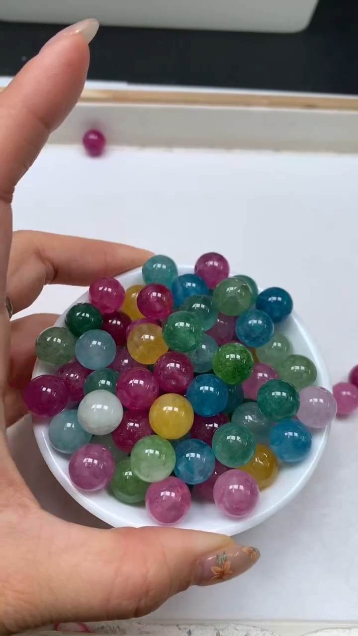 未镶嵌散珠碧玺M686彩虹碧玺10mm20个12元