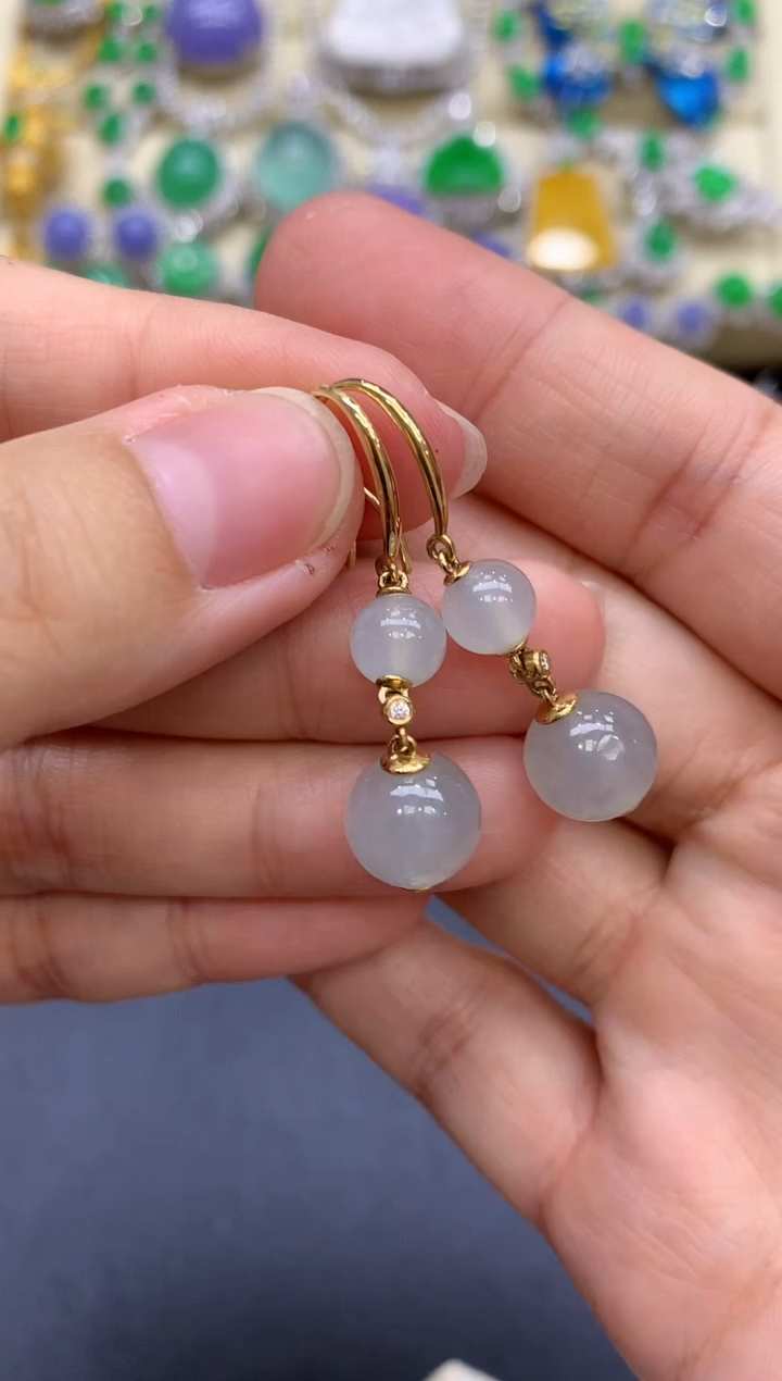 18K金镶嵌翡翠耳饰143-中国好珍宝