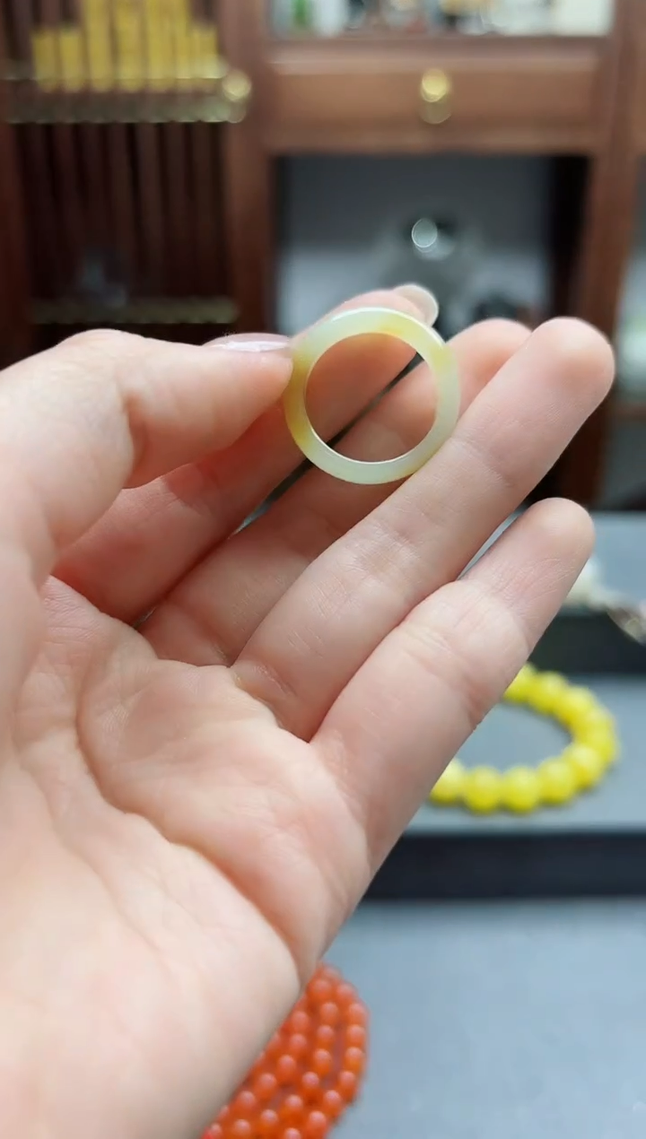 【闪购商品】和田玉指环未镶嵌糖料指环13-14#HX